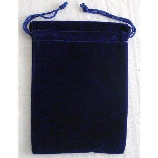 Blue Drawstring Velour Pouch 5" x 7 1/2" for Coins 