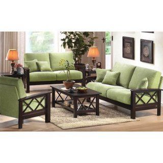 Bundle 68 Mission Style Sofa Color Java and Pear   Living Room Furniture Sets