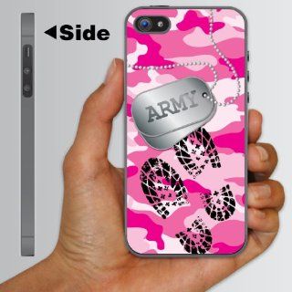 iPhone 5 Case   Military "Pink Camo   Army Dog Tags/Boot Print"   Clear Protective Hard Case Cell Phones & Accessories