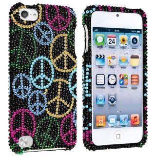 eForCity Snap On Case for Apple iPod touch 5G, Black Rainbow Peace Sign Bling   Players & Accessories