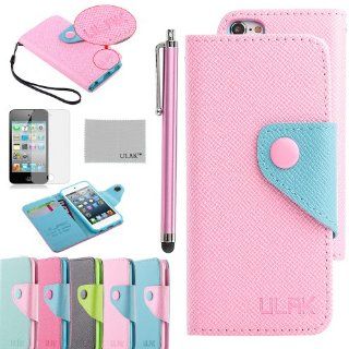 Pandamimi ULAK Pink PU Leather Card Holder Wristlet Wallet Type Case Cover For Apple iPod Touch 5th Generation with Stylus and Screen Protector Cell Phones & Accessories