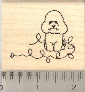 Christmas Bichon Frise Rubber Stamp