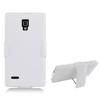 Aimo Wireless LGP769PCBEC008 Shell Holster Combo Protective Case for Optimus L9 with Kickstand Belt Clip and Holster   Retail Packaging   White Cell Phones & Accessories