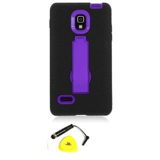 For LG Optimus L9 P769   Wydan Black Purple Impact Kickstand Hard Hybrid Case w/ Stylus Pen and Prying Tool Cell Phones & Accessories