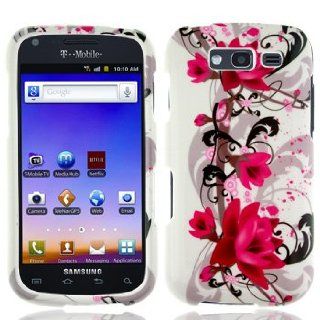 Samsung Galaxy Blaze 4G 4 G T769 T 769 White with Red Floral Flowers Black Vines Design Snap On Hard Protective Cover Case Cell Phone Cell Phones & Accessories