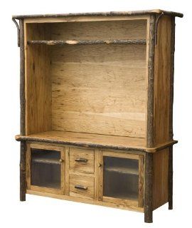Amish 60" Rustic Hickory TV Stand with Optional Hutch Top   Furniture