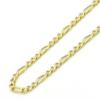 14K Yellow Gold 2.8mm Figaro Concaved Chain Necklace 16" Jewelry
