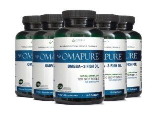 OMAPURE Pharmaceutical Grade Omega 3 Fish Oil (5 Bottles; 120 softgels) Health & Personal Care