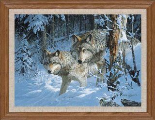 Brothers Wolves Persis Clayton Weirs Great Northern Art Lithograph Canvas Framed Print Open Edition  