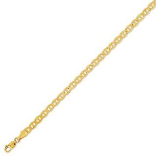 14k Italy Yellow Gold 4.3mm Mariner Concave Link Chain Bracelet 7.5" Inches Jewelry