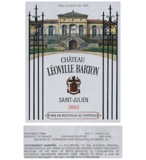2005 Leoville Barton, Bordeaux 750 mL Wine
