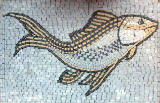 12x16" Fish Marble Mosaic Art Tile Bath Or Pool Etc  Decorative Tiles  