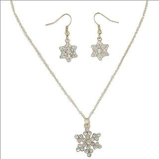 JOA Crystal Stone Snowflake Pendant Necklace #041309 Jewelry