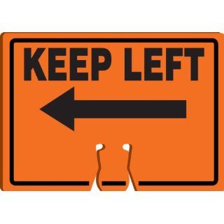 Accuform Signs FBC776 Plastic Traffic Cone Top Warning Sign, Legend "KEEP LEFT" with Arrow Graphic, 10" Width x 14" Length x 0.060" Thickness, Black on Orange