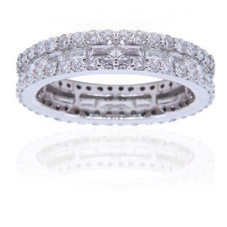 18K WHITE GOLD BAGUETTE AND ROUND DIAMOND ETERNITY BAND Jewelry