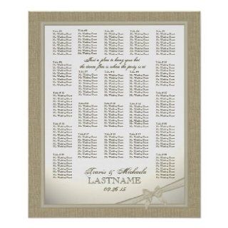 Burlap and Bow Wedding Seating Chart Print  