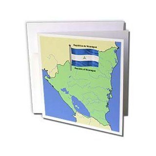 gc_50279_2 777images Flags and Maps   North America   Flag and Map of Nicaragua with the Republic of Nicaragua printed in both English and Spanish.   Greeting Cards 12 Greeting Cards with envelopes  Blank Greeting Cards 