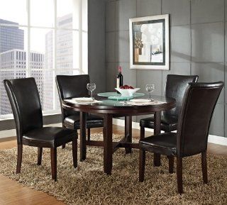 Steve Silver Hartford 6 Piece 52 Inch Dining Room Set W/ Brown Chairs Home & Kitchen