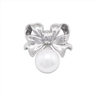 South Sea White Pearl Bow Pendant in 14K White Gold (10 11mm) Maui Divers of Hawaii Jewelry