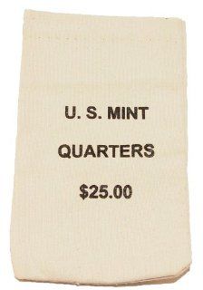 Official US Mint $25 Quarters Canvas Money / Coin Bag 