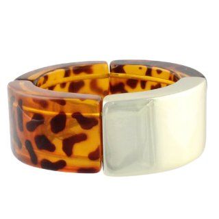 Heirloom Finds Faux Tortoise and Gold Tone Panel Wide Cuff Stretch Bracelet Jewelry