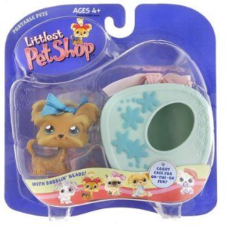 Littlest Pet Shop Pets On The Go Figure Shihtzu Puppy Dog with Blue Carry Case Toys & Games
