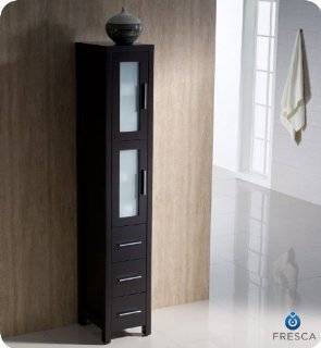 Bari Torino 12" x 68" Bathroom Linen Side Cabinet Finish Espresso