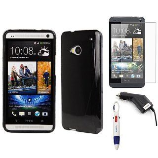 BIRUGEAR Black TPU Case Cover + Clear Screen Protector + Car Charger for the new HTC One (AT&T, T Mobile, Sprintar Charger for the new HTC One (AT&T, T Mobile, Sprintar Charger for the new HTC One (AT&T, T Mobile, Sprint, Verizon) with *4 Color