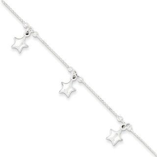Sterling Silver Polished Star Children's with 1in ext. Bracelet Jewelry