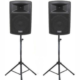 Podium Pro 1 Pair New Karaoke PA Band 10" Pro Audio Powered Active Speakers and Stands DJ Set PP1003ASET1 Musical Instruments