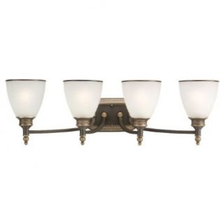 Sea Gull Lighting 44352 782 Wall and Bath Light, Etched Ripple Glass Shades and Heirloom Bronze, 4 Light   Vanity Lighting Fixtures  