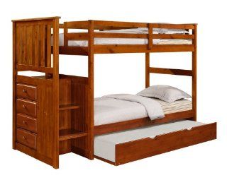 Mission Stairway Bunk Bed with Trundle   Espresso   Childrens Bed Frames