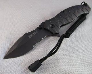 762 Grey Open Titanium Spring Assisted Folder Pocket Knife   Knife Blades  