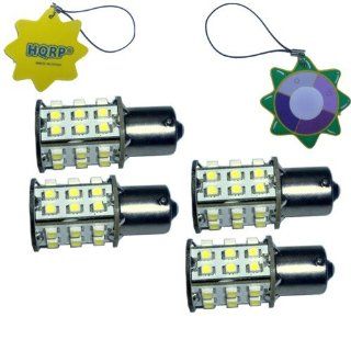 HQRP 4 Pack BA15s Bayonet Base 30 LEDs SMD LED Bulb Warm White for #93 1141 1156 1073 1093 1129 Replacement plus HQRP UV Meter Automotive