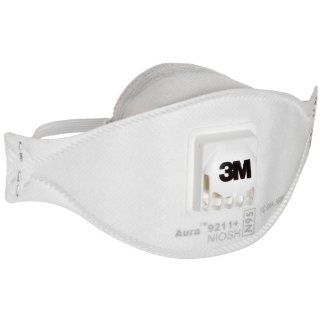 3M Aura Particulate Respirator 9211+/37193(AAD) N95, Stapled Flat Fold Disposable, Exhalation Valve (Case of 10) Papr Safety Respirators