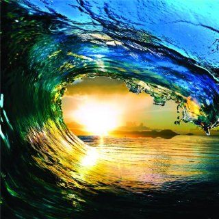 HUGE Water Wave Outdoor Scene Ocean Sun Sky Picture Art Mural Vinyl Wall   Best Selling Cling Transfer Decal Peel & Stick Sticker Graphic Design Color 763 Size  40 Inches X 40 Inches   22 Colors Available   Wall Decor Stickers