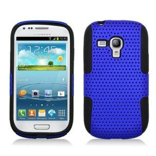 Blue Black Perforated Hybrid Cover Case for Samsung Galaxy S3 III Mini i8190 Cell Phones & Accessories