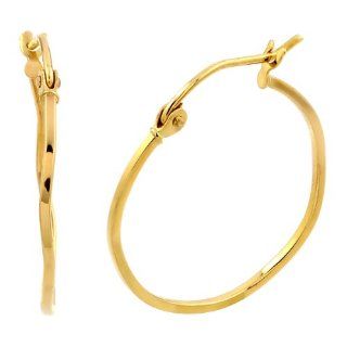 10k Yellow Gold 1mm Braided Hoop Earrings Jewelry