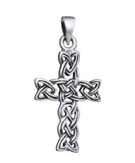 .925 Sterling Silver Ornate Cross Filigree Celtic Knotwork Pendant Jewelry