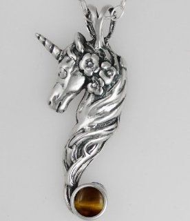 Unicorn of Beauty in Sterling Silver Accented with Genuine Tiger EyeJewelry Made in America The Silver Dragon Jewelry