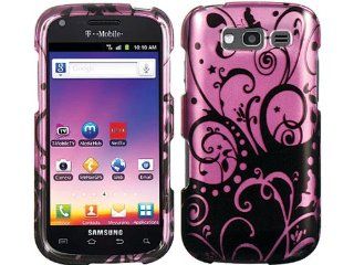 Purple Black Swirl Crystal Hard Skin Case Faceplate Cover for Samsung Galaxy Blaze 4G SGH T769 w/ Free Pouch Cell Phones & Accessories