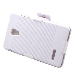 Eagle Cell POLGP769RSTHL10 SkinnySuit Clipster Combo Case with Kick Stand and Holster Belt Clip for LG Optimus L9/Optimus 4G P769   Retail Packaging   White Cell Phones & Accessories