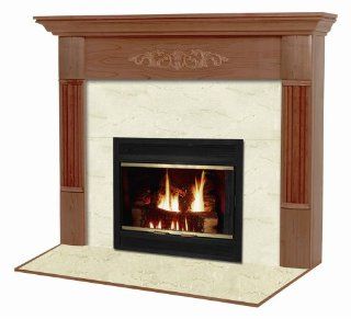 Viceroy Flush Fireplace Mantel in Traditional Mahogany Finish w Scrollwork on Breastplate (Natural Cherry 50 in. x 52 in.)   Fireplace Accessories