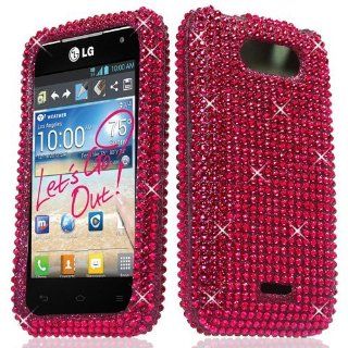 Hot Pink Rhinestone Hard Case Bling Cover For LG Motion MS770 Cell Phones & Accessories