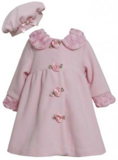 Pink Bonaz Rosette Collar Fleece Coat / Hat Set PK2TW,Bonnie Jean Todders Special Occasion Outerwear Coat Clothing