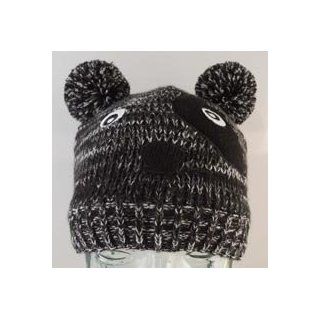 Black and White Marled Bear Beanie Skull Hat Cap with Pom Pom Ears Knit Caps Clothing