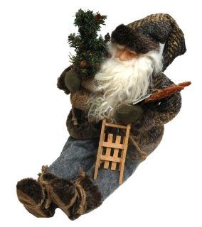 Woodland Sitting Santa with Snowshoes and Sled   Seasonal Decor