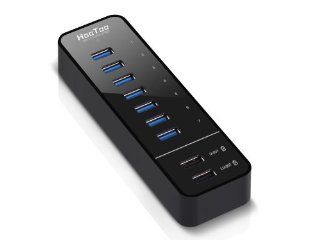 HooToo HT UH010 7 Port USB 3.0 HUB with 2 Smart Charging Ports for iPad/iPhone/SAMSUNG/HTC Smartphone/Tablet (12V/5A Power Adapter(8ft), 3.3ft USB 3.0 Cable, Latest VIA VL812 B2 Chipset and 9081 Firmware Updated) Computers & Accessories