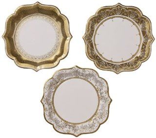TALKING TABLES PARTY PORCELAIN GOLD 12 Pack 3 Designs Plate, Medium   Wedding Ceremony Accessories