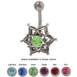 14 gauge Star Belly Button Ring with CZ Jewel   SN01 Jewelry